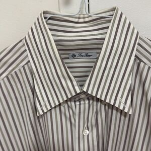 Loro Piana Mens Cotton Long Sleeve Button Down Striped Dress Shirt. Size 18/45.